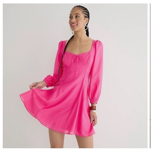 J Crew Hot Pink Sweetheart Mini Dress NWT - Picture 2 of 5